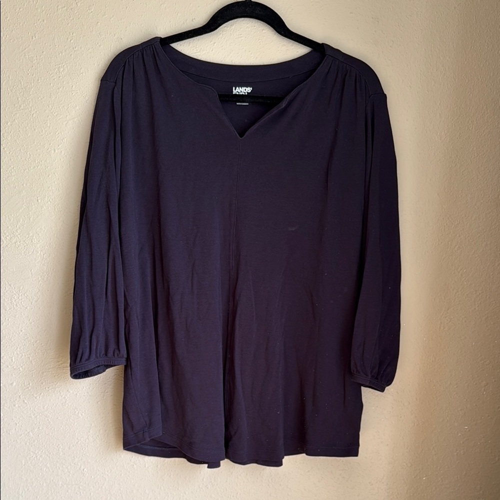 Lands' End Women's Navy Blue Top